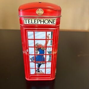 Churchill’s Telephone Kiosk Money Box. Red Tin Phone Booth